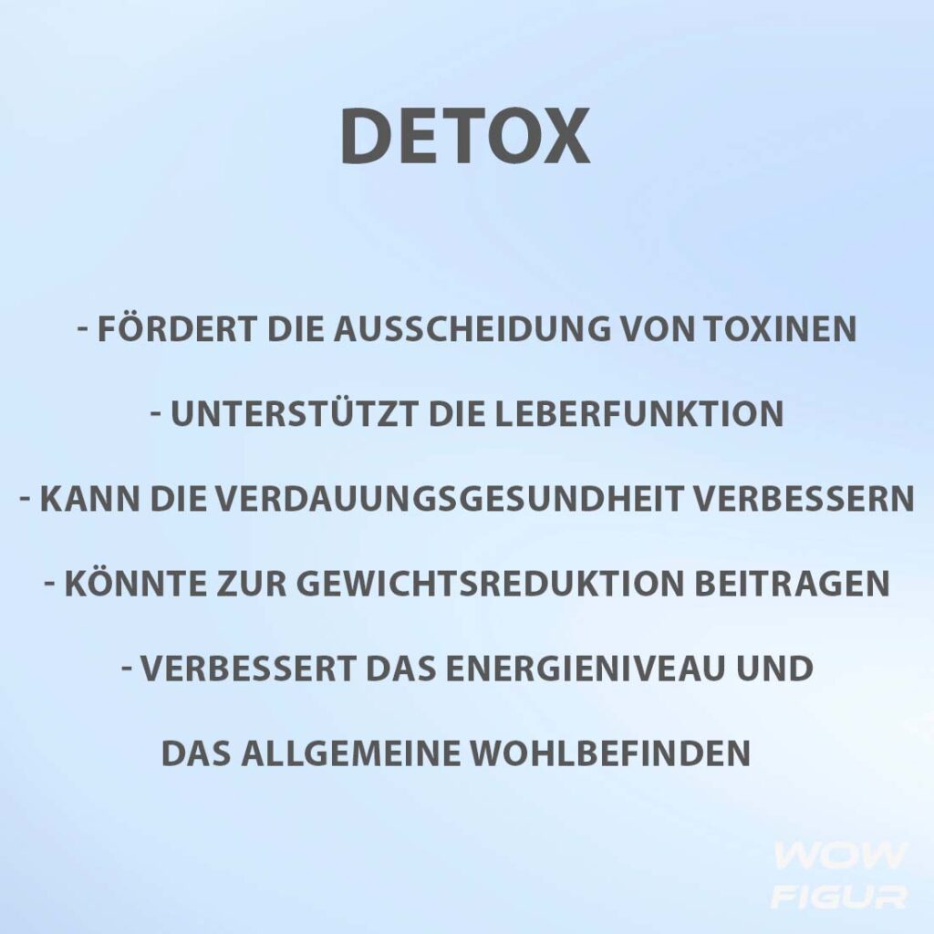 DETOX vorteile, wirkung und nutzen auf einen blick in Stichpunkten aufgelistet