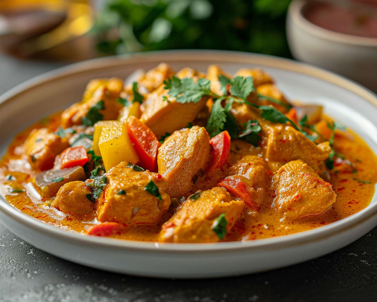 WÜRZIGES HÄHNCHENBRUST-CURRY MIT KOKOSMILCH UND GEMÜSE - wowfigur.de