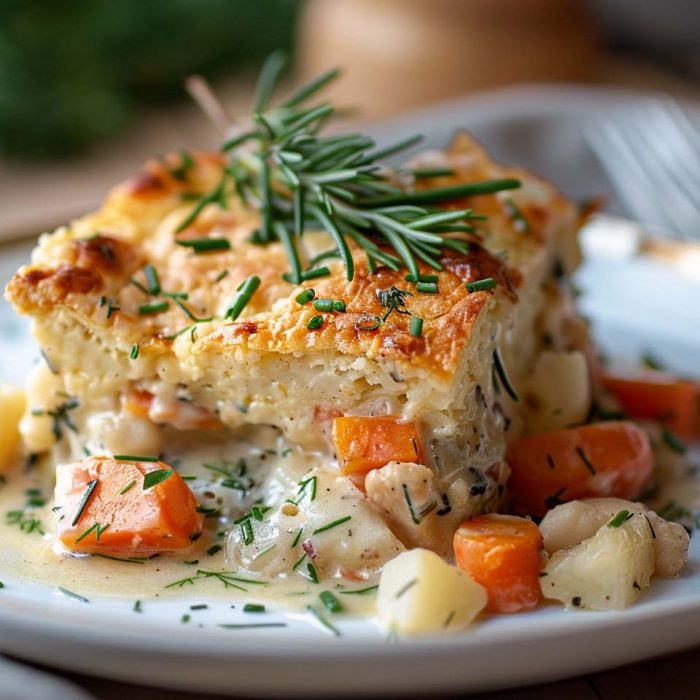 QUARK_VEGETABLE_CASSEROLE High Protein Rezept zum Abnehmen QUARK-GEMÜSE-AUFLAUF auf einem Teller serviert.
