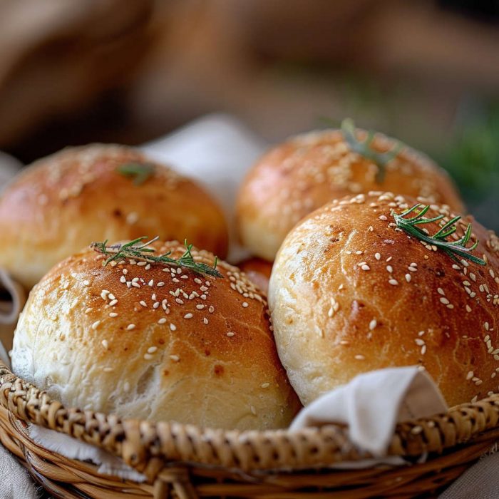 leckere Quark Brötchen mit viel Protein in einem Körbchen